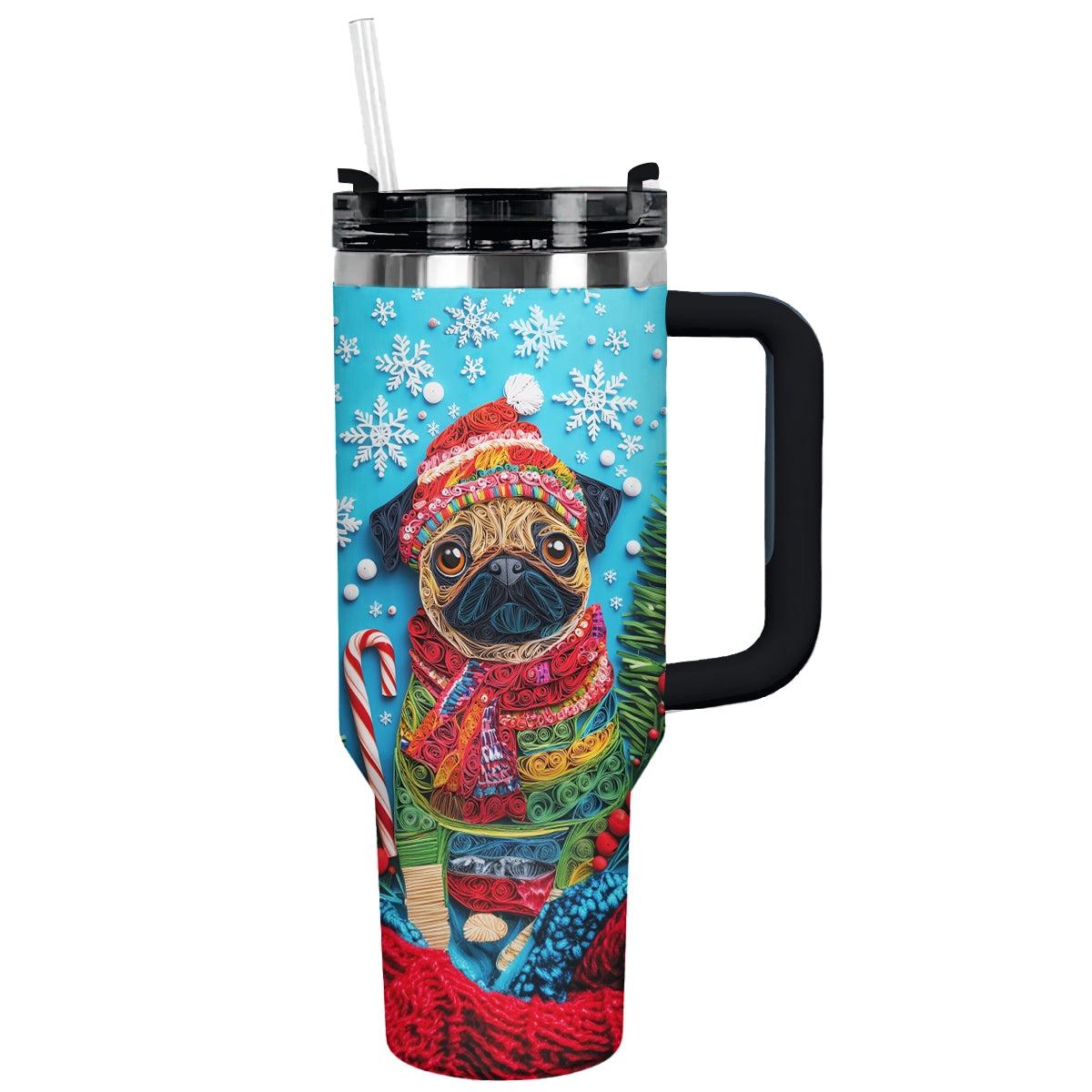 Shineful Glossy Tumbler Cheerful Christmas Puggy