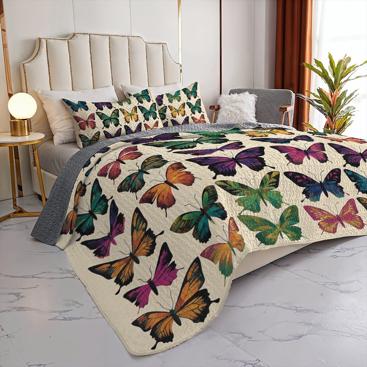 Shineful All Season Quilt 3-Piece Set Garden of Butterflies