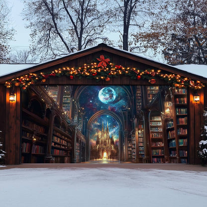 Shineful Garage Door Banner Decoration Enchanted Library