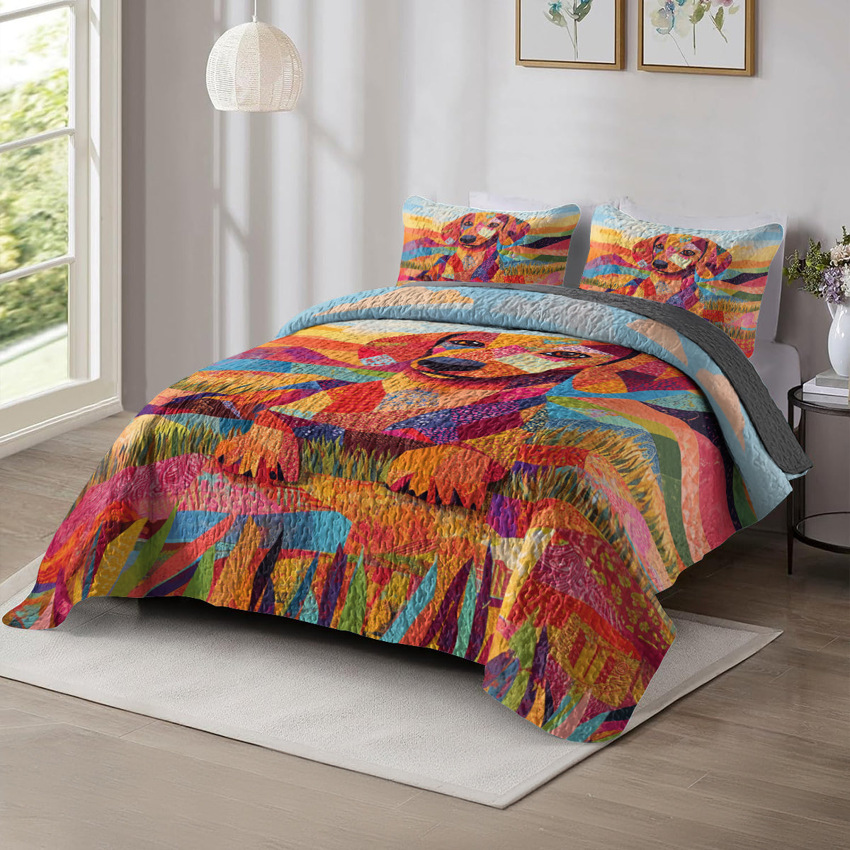 Shineful All Season Quilt 3-Piece Set Colorful Patchwork