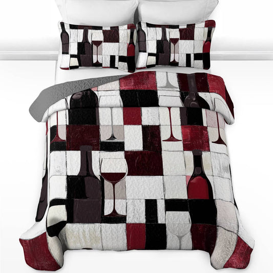 Shineful All Season Quilt 3-Piece Set Vivid Wine