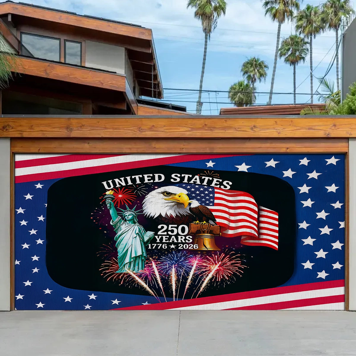 Shineful Garage Door Banner Decoration Let Freedom Rise United States
