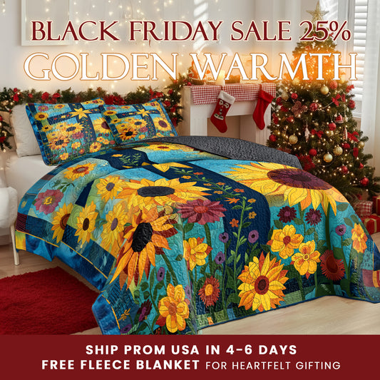 Shineful  Quilt 3-Piece Set Sunflower Cross