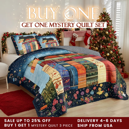 Shineful Quilt 3-Piece Set Cozy Cat