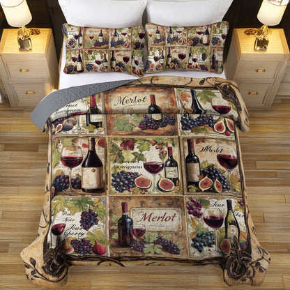 Shineful All Season Quilt 3-Piece Set Wine Collection