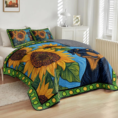 Shineful All Season Quilt 3-Piece Set -  Sunflower Rottie Bliss