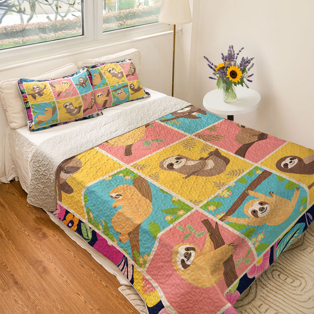 Shineful All Season Quilt 3-Piece Set Sloth Chill Out