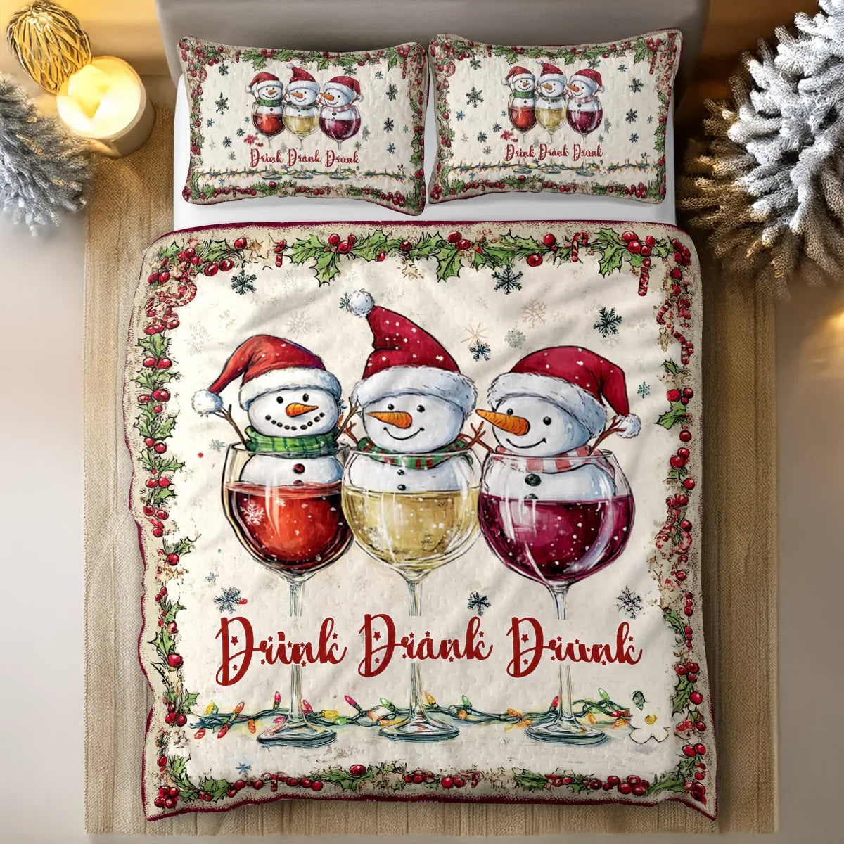 Shineful All Season Quilt 3-Piece Set - Cozy Christmas Vineyard