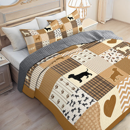 Shineful All Season Quilt 3-Piece Set Labrador Love Patchwork