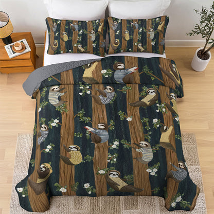 Shineful All Season Quilt 3-Piece Set Sloth Forest Flow