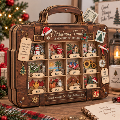 Christmas Fund Wooden Coin Bank