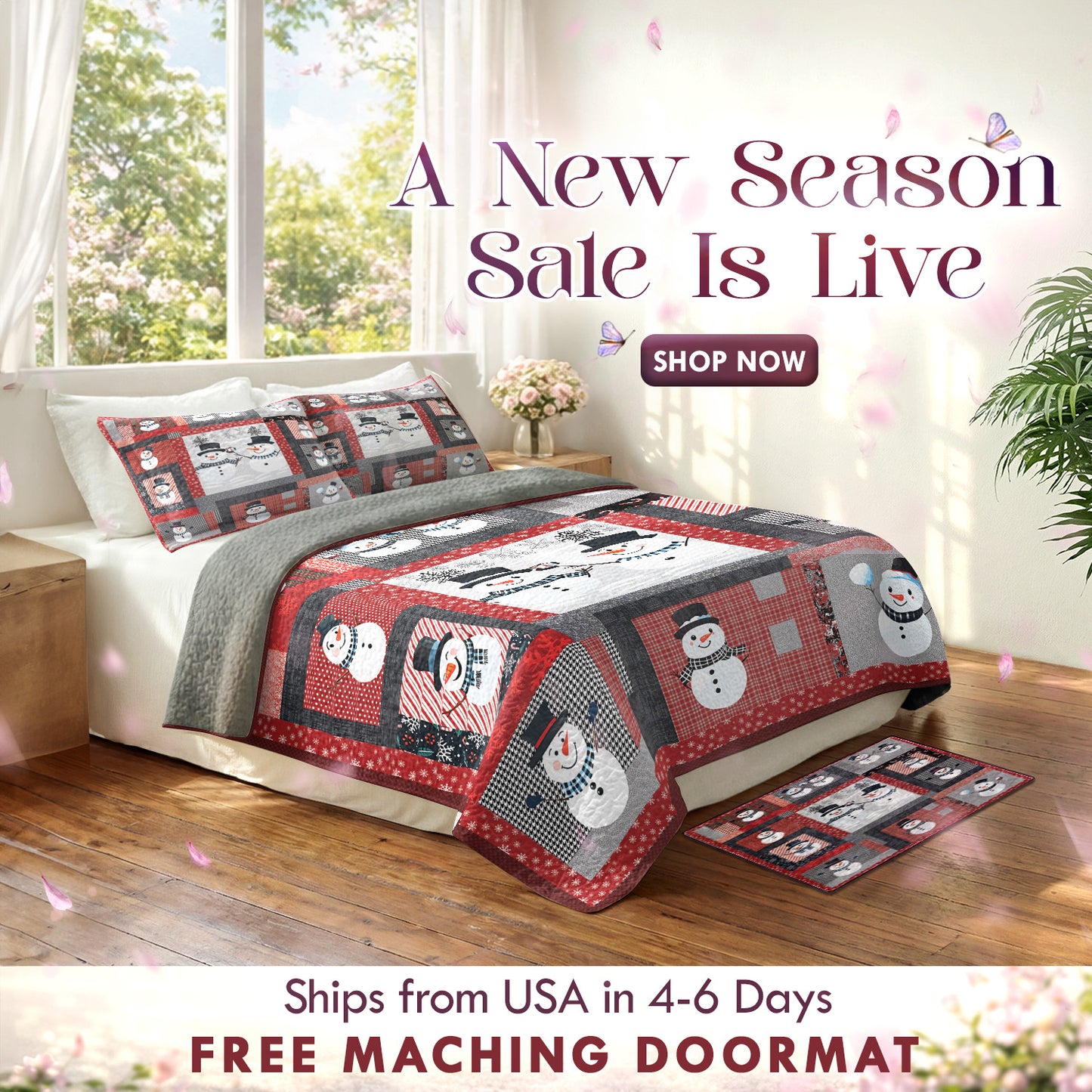 Shineful Quilt 3-Piece Set Playful Snowmen