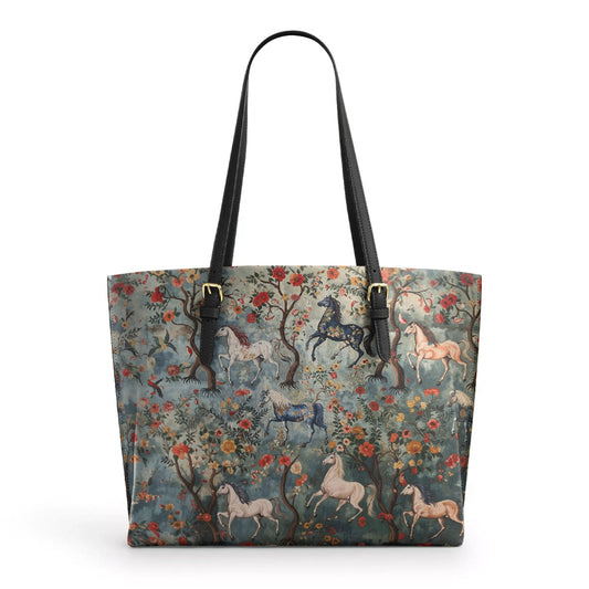 Shineful Leather Tote Bag - Mystical Steeds