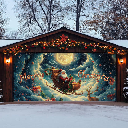 Shineful Garage Door Banner Decoration  Santa's Magical Sleigh Ride