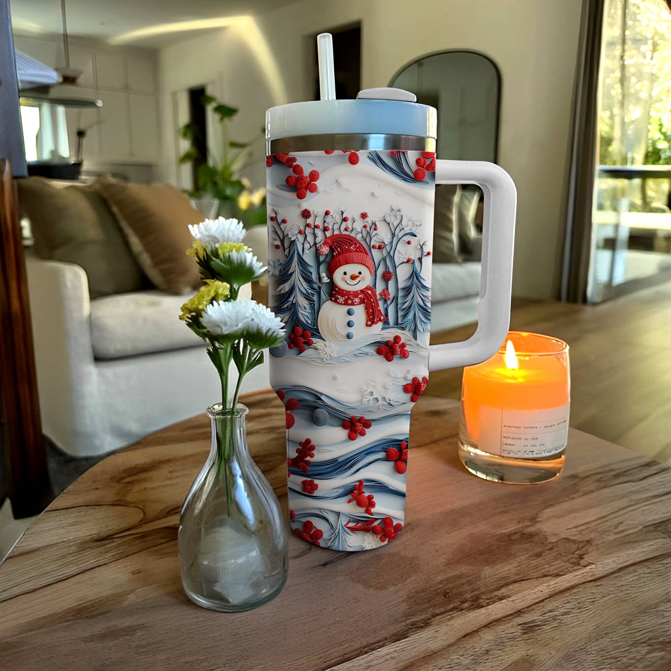 Shineful Glossy Tumbler Snowman Christmas