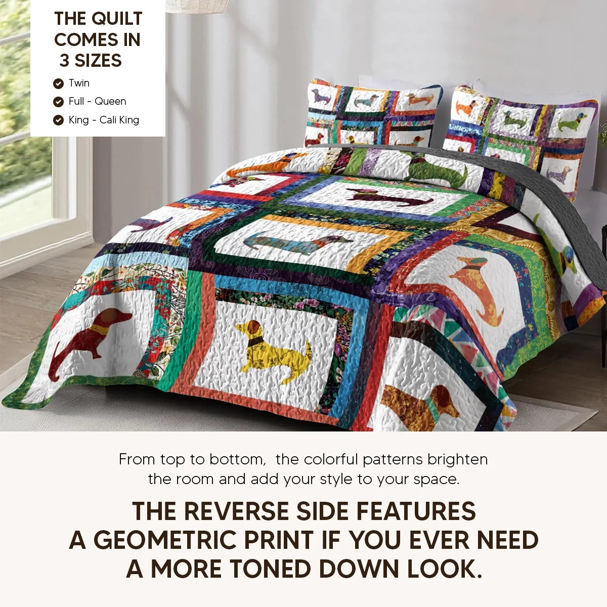Shineful Quilt 3-Piece Set Dachshund Friends