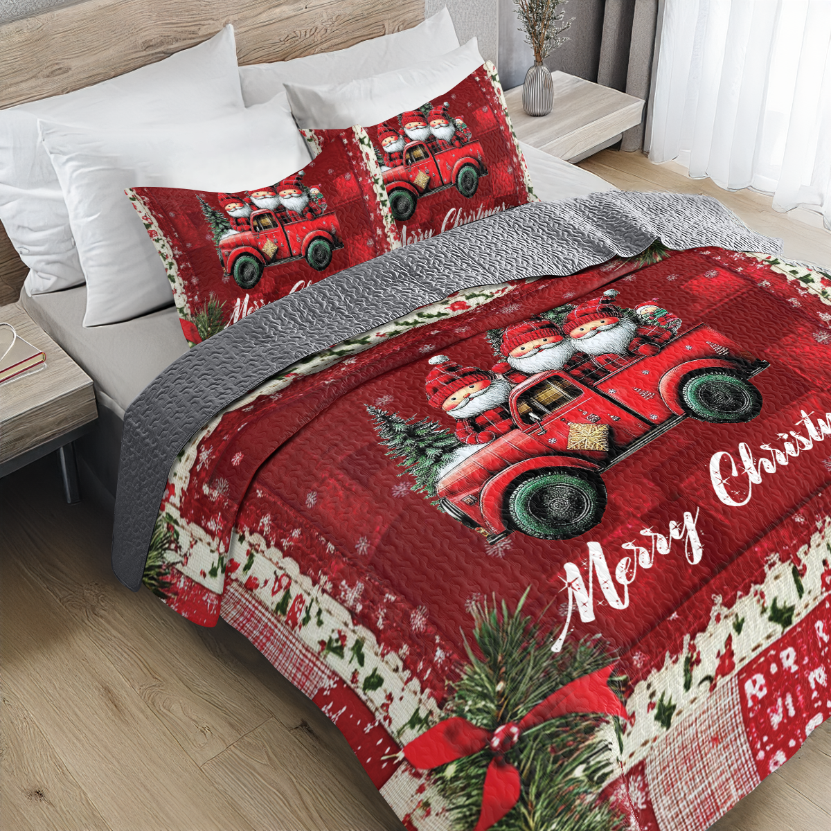 Shineful All Season Quilt 3-Piece Set - Santa's Joyride