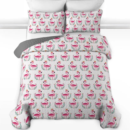 Shineful All Season Quilt 3-Piece Set - Flamingo Royal