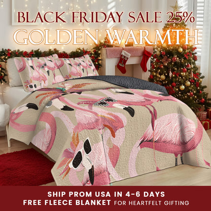 Shineful Quilt 3-Piece Set Funky Flamingo