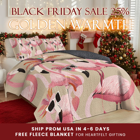 Shineful Quilt 3-Piece Set Funky Flamingo