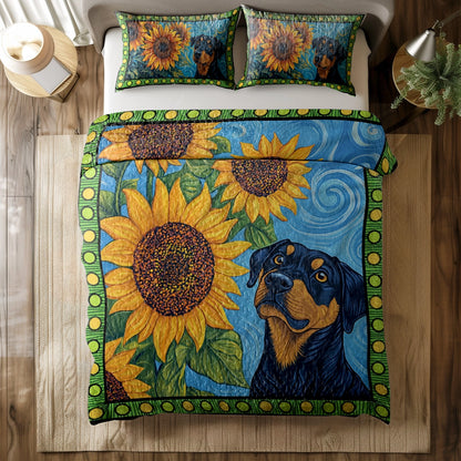 Shineful All Season Quilt 3-Piece Set -  Sunflower Rottie Bliss