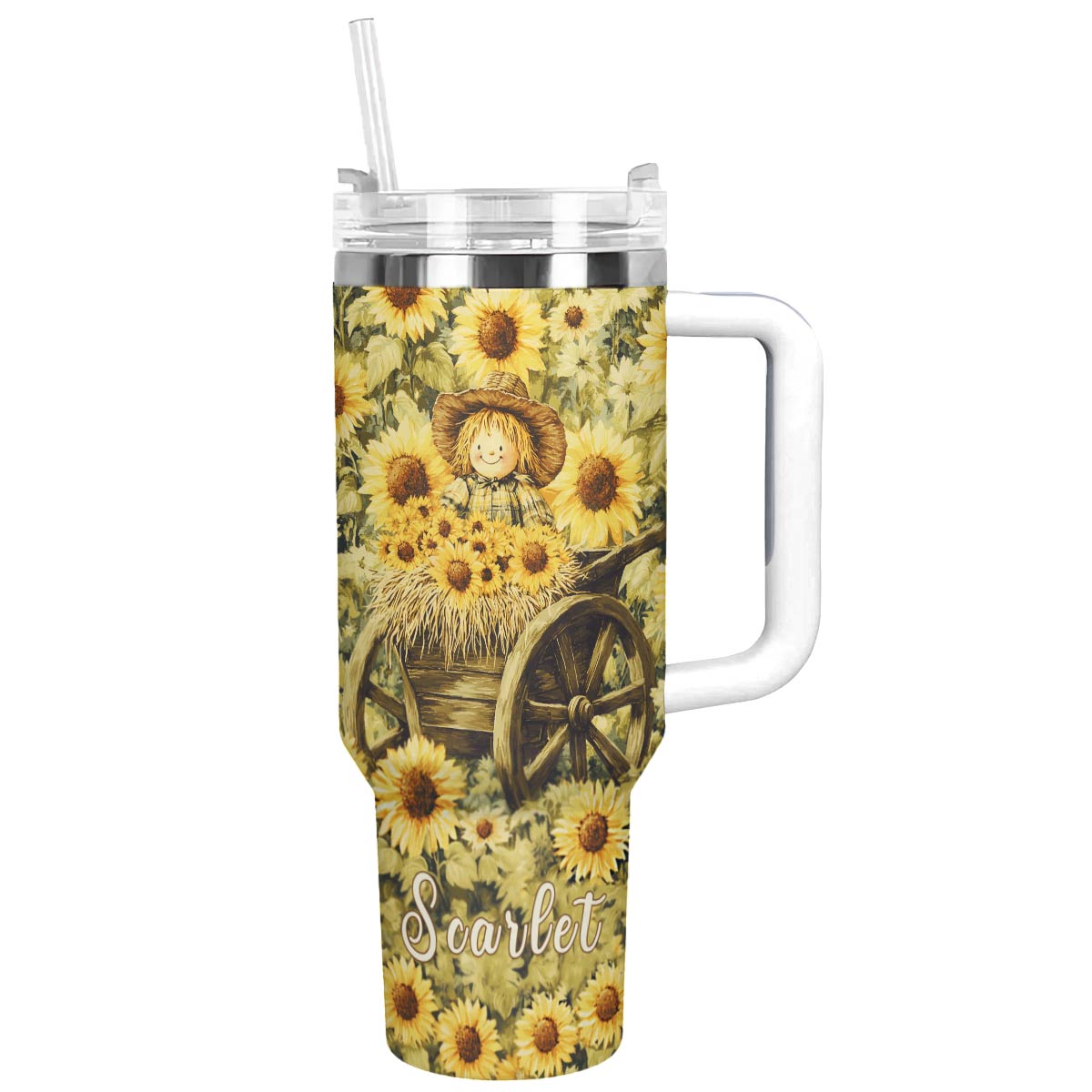 Shineful Tumbler Personalized Scarecrow Sunflower