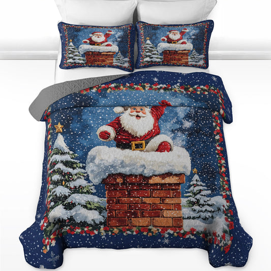 Shineful All Season Quilt 3-Piece Set Christmas Joyful Santa Claus