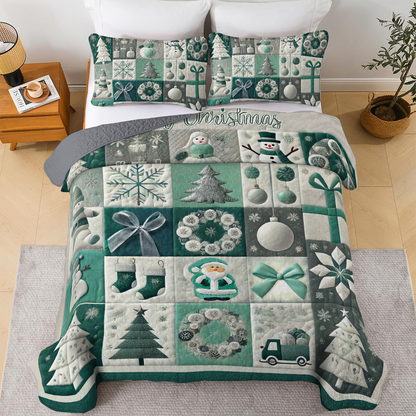 Shineful All Season Quilt 3-Piece Set - Frosty Cheer Christmas
