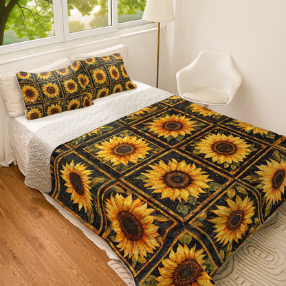 Shineful All Season Quilt 3-Piece Set Sunflower Patch