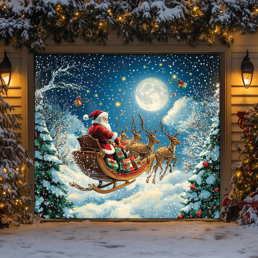 Shineful Garage Door Banner Decoration Moonlit Christmas Journey