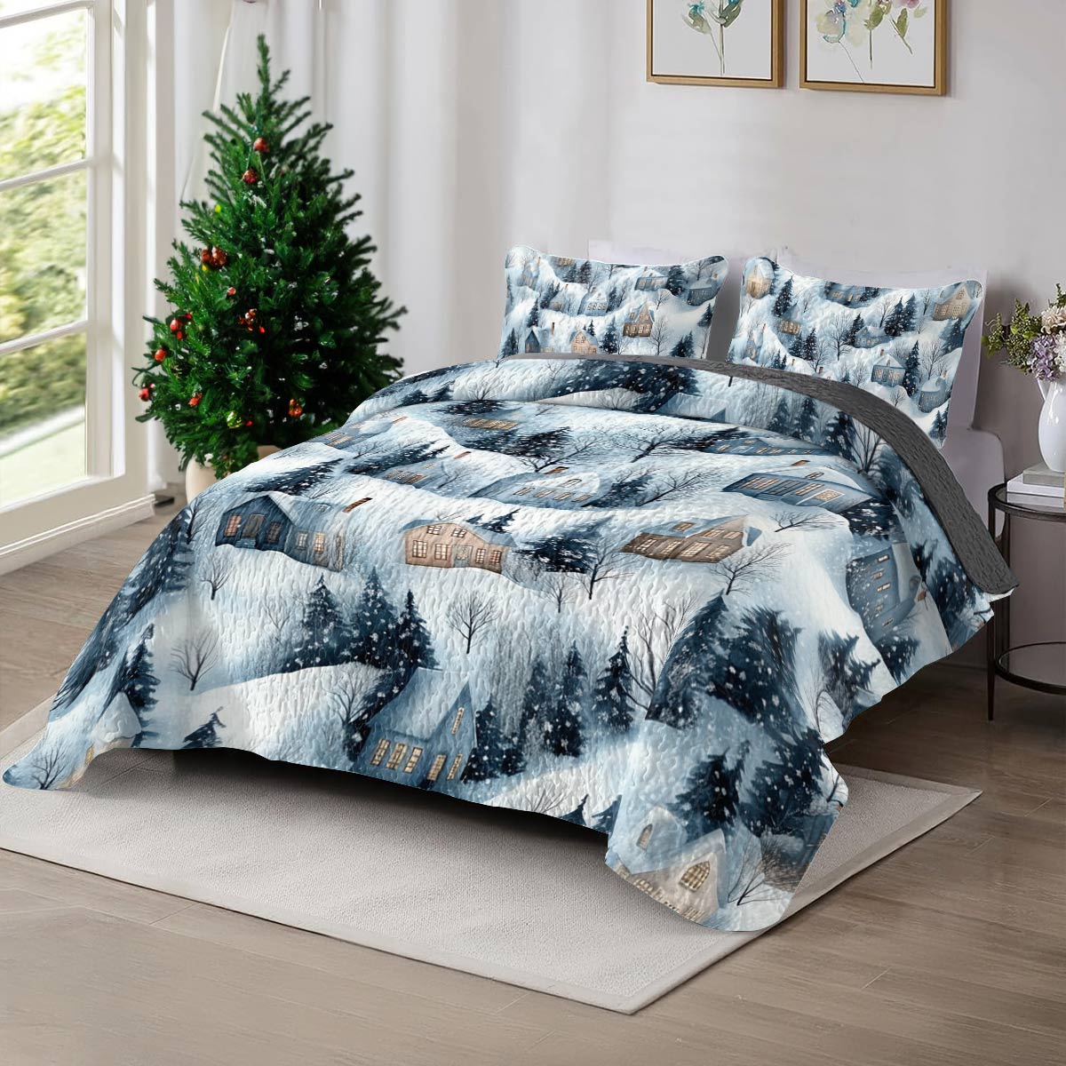 Shineful All Season Quilt 3-Piece Set Snow Village