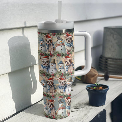 Shineful Tumbler Frosty Frenchie Christmas