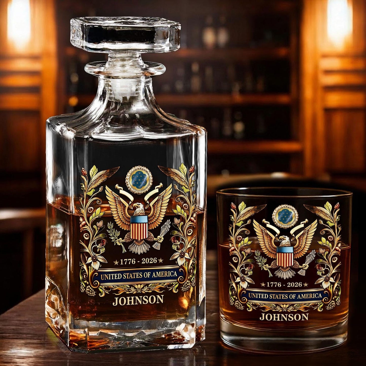 Shineful Whiskey Set 250th Anniversary American Eagle Personalized