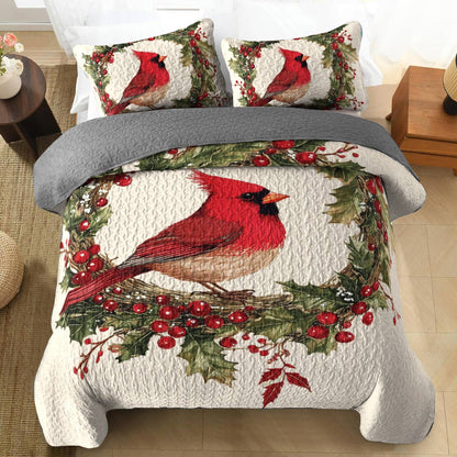 Shineful All Season Quilt 3-Piece Set Cardinal Christmas