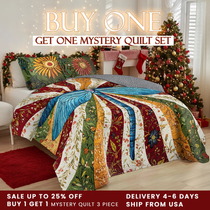 Shineful Quilt 3-Piece Set Dragonfly Bloom