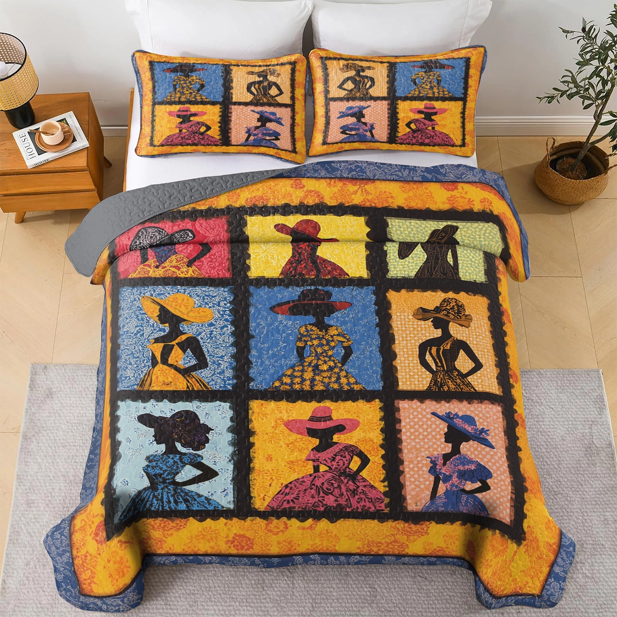 Shineful All Season Quilt 3-Piece Set - Black Women Chic & Cheerful