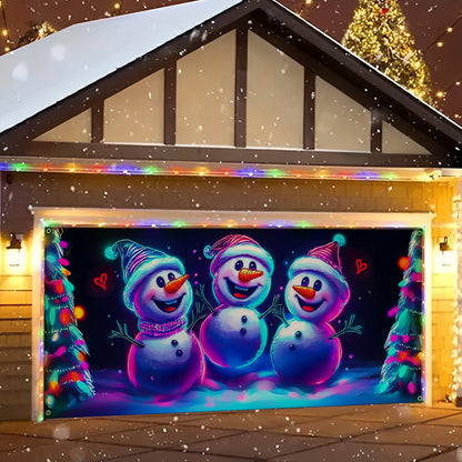Shineful Garage Door Banner Decoration - Neon Snowman Trio