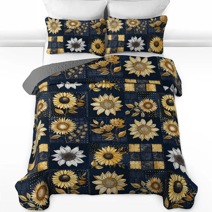 Shineful Quilt 3-Piece Set Inelegance Sunflowers