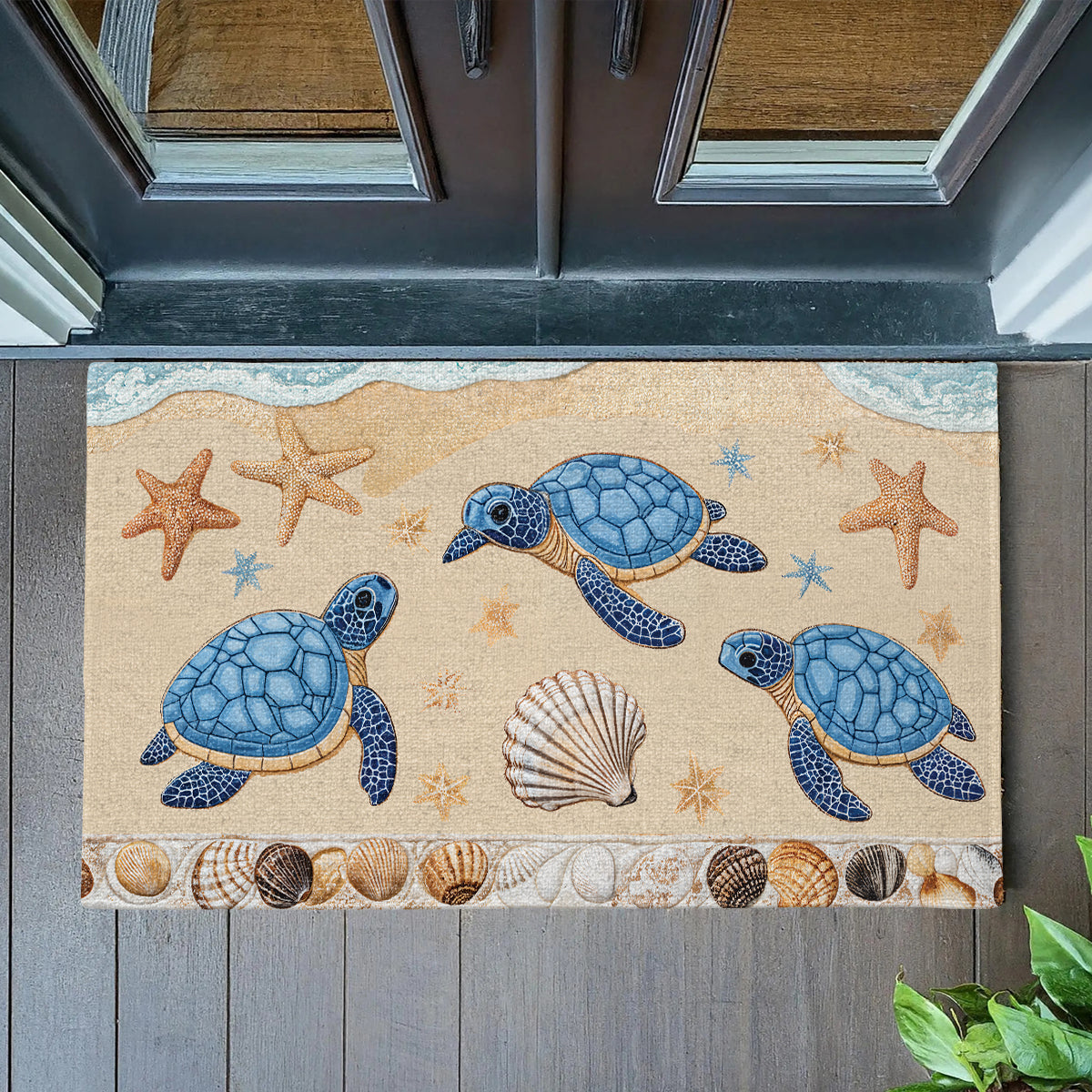 Shineful Sea Turtle Ultra-Thin Non Skid Floor Mat, Kitchen Rugs