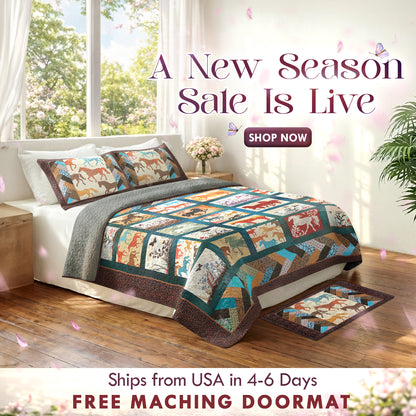 Shineful All Season Quilt 3-Piece Set Vintage Horse