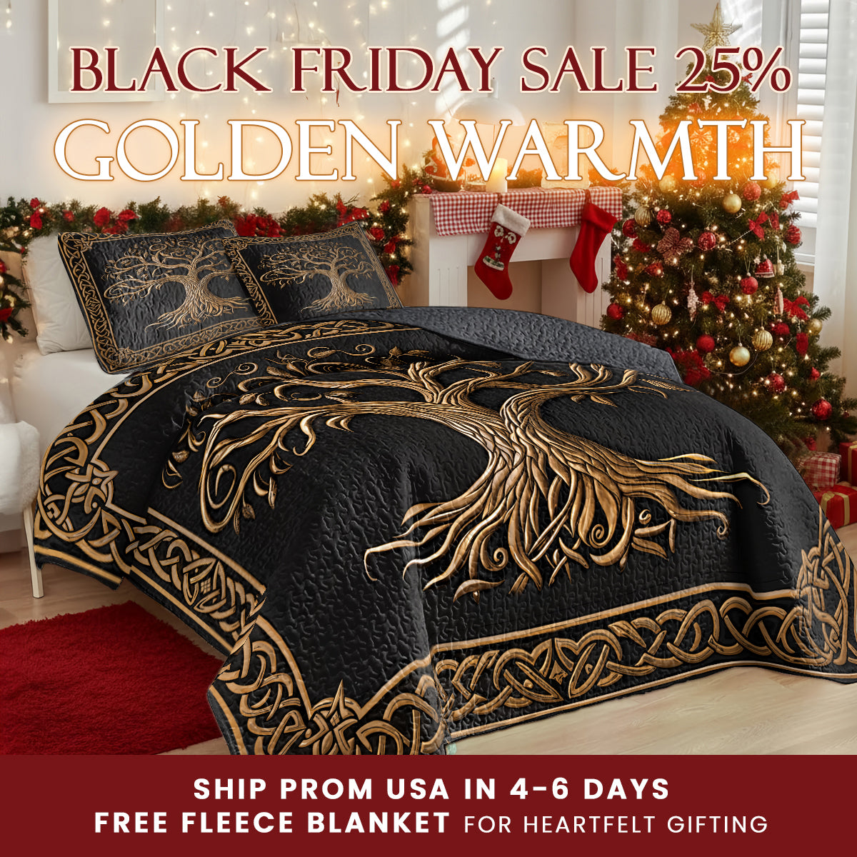 Shineful Quilt 3-Piece Set Celtic Tree