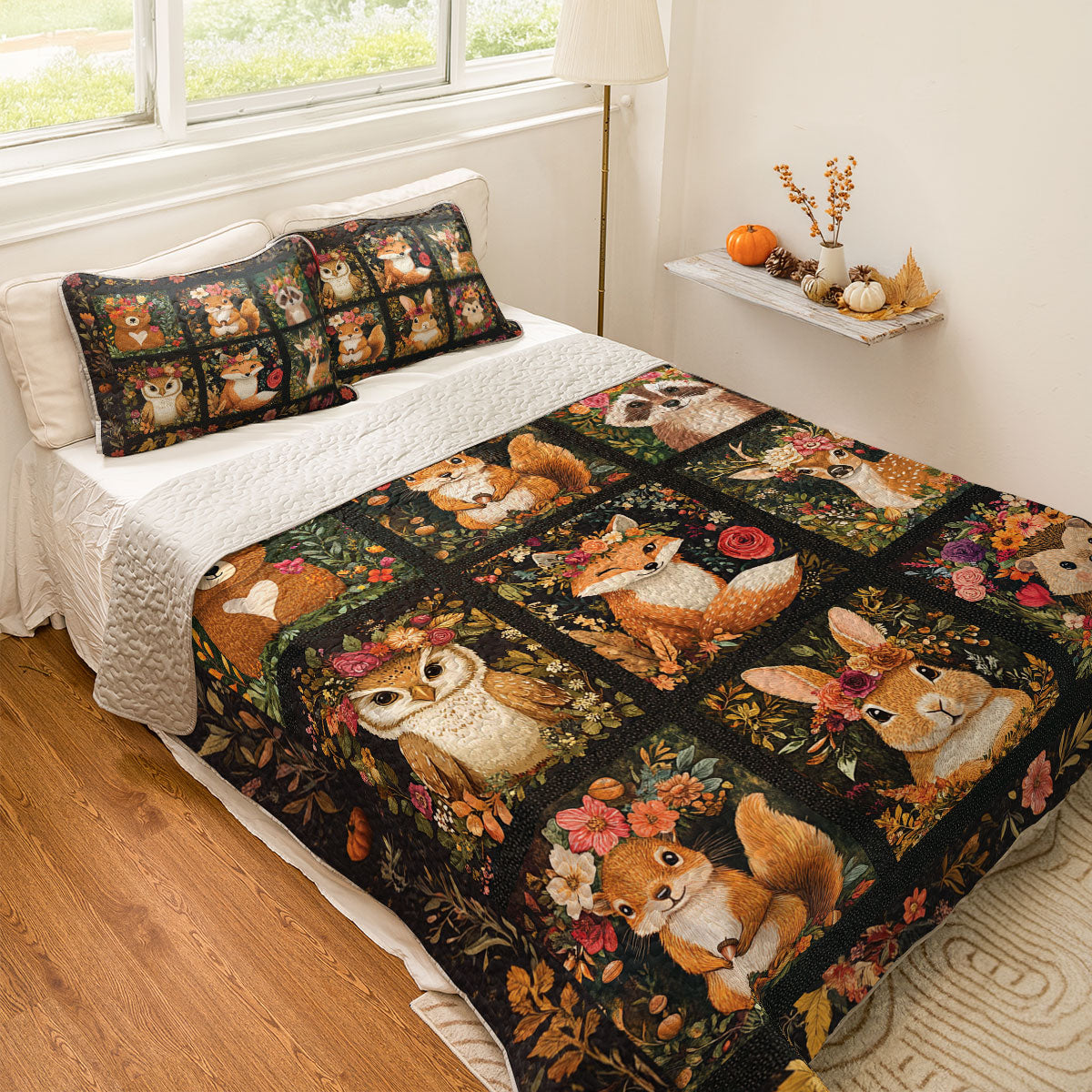 Shineful All Season Quilt 3-Piece Set Floral Animal