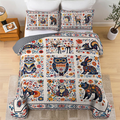 Shineful All Season Quilt 3-Piece Set Animals Forest Folk Charm