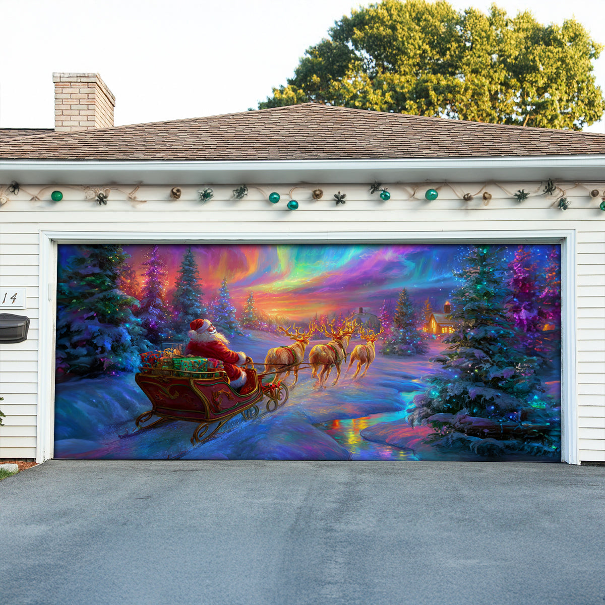 Shineful Garage Door Banner Decoration Magical Santa Journey