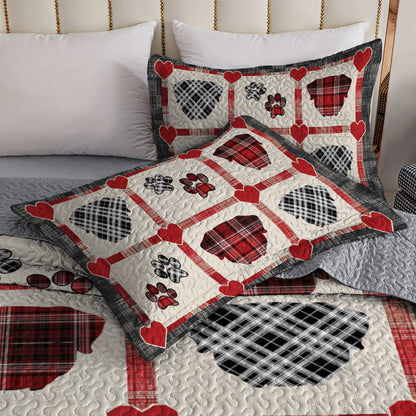 Shineful All Season Quilt 3-Piece Set Rottweiler Plaid Paw Love