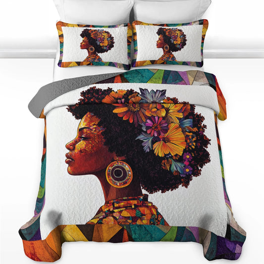 Shineful All Season Quilt 3-Piece Set - Afro Queen