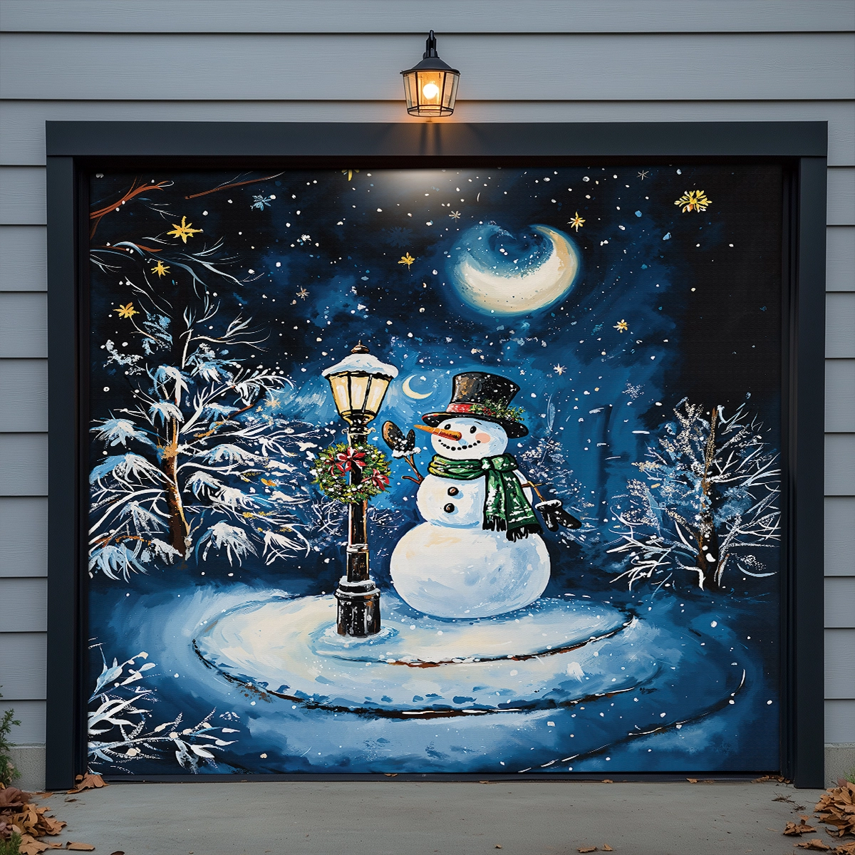 Shineful Garage Door Banner Decoration - Frosty Night