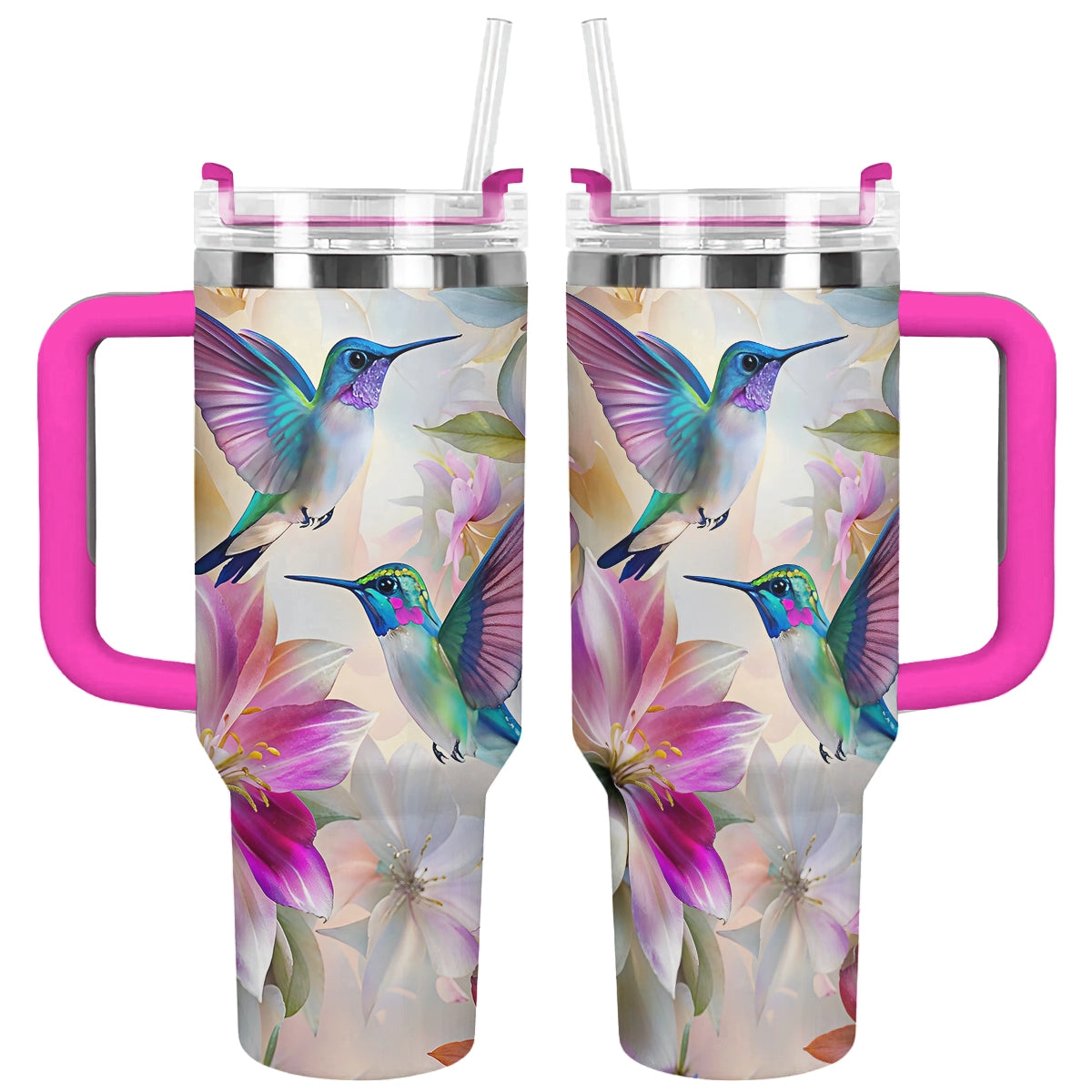Shineful Tumbler Hummingbirds With Floral Symphony