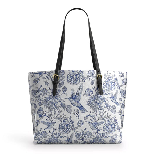 Shineful Leather Tote Bag - Hummingbird Serenity