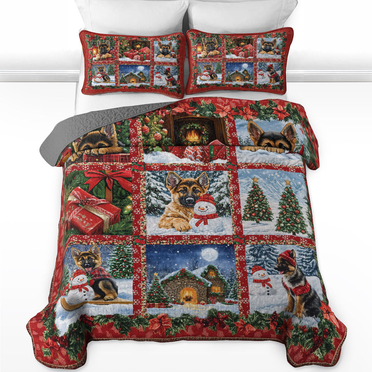 Shineful All Season Quilt 3-Piece Set Holiday Paws